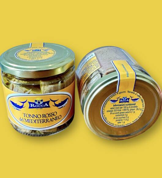 Tonno rosso del mediterraneo in olio d’oliva 220gr, Rocca 1986.
